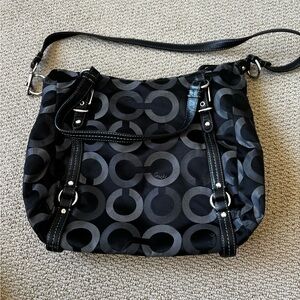 Coach Black and Gray Signature Shoulder Bag